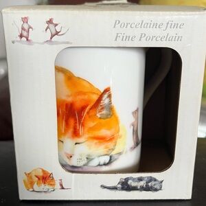 Kent Pottery Porcelain Cat Mug